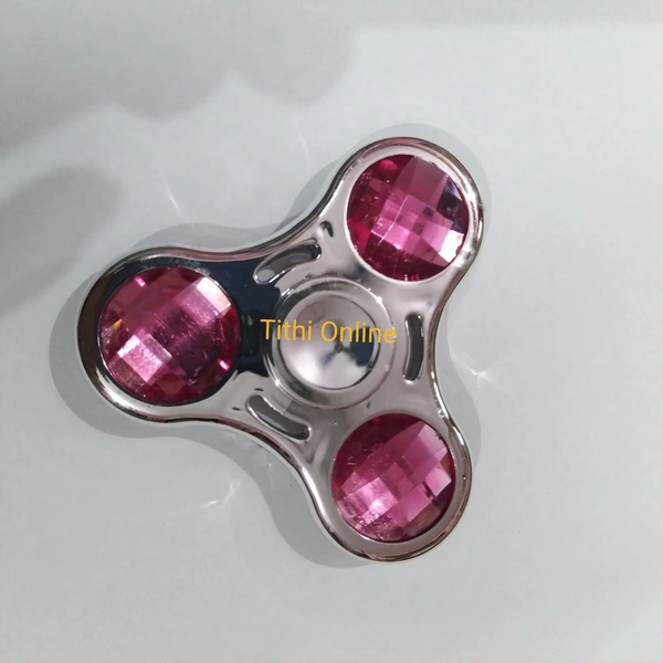 Triangle Pink Diamond Silver Finish Spinner Deluxe 
