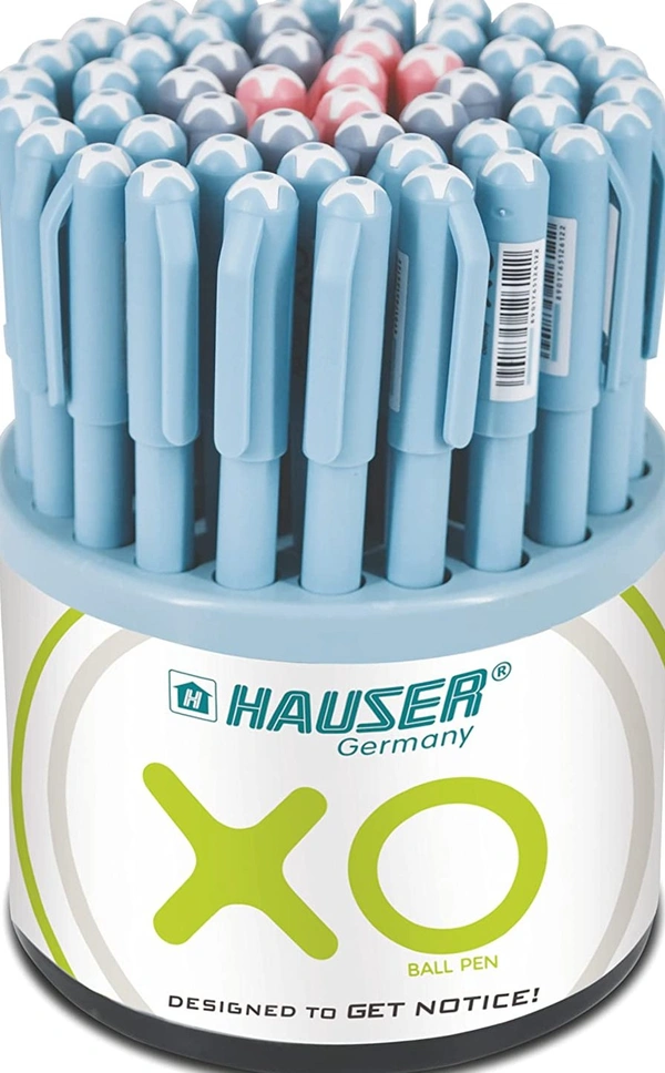 Hauser XO Ball Pen | Tip Size 0.6 mm | Comfortable Grip With Smudge Free Writing | Sturdy Refillable Ball Pen | Blue  Ink, Tumbler Set of 50 Ball Pen - Blue