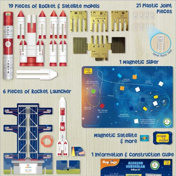 Mapology ISRO Space Toys for Kids Mission Suryayaan Aditya L1  Rocket Model & Satellite - 5+, DIY