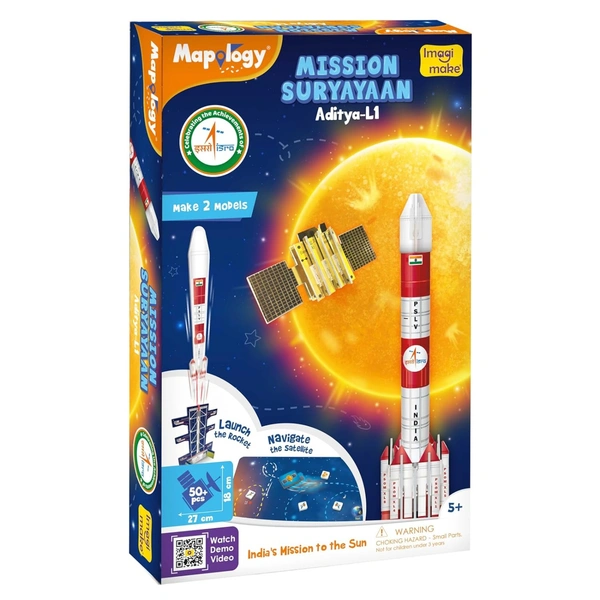 Mapology ISRO Space Toys for Kids Mission Suryayaan Aditya L1  Rocket Model & Satellite - 5+, DIY