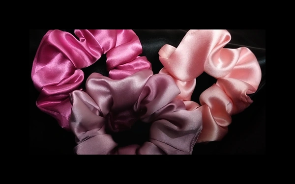 PINKTASTIC Combo Of 3 Scrunchies - Magneta pink|Nude pink|Soft pink , regular 