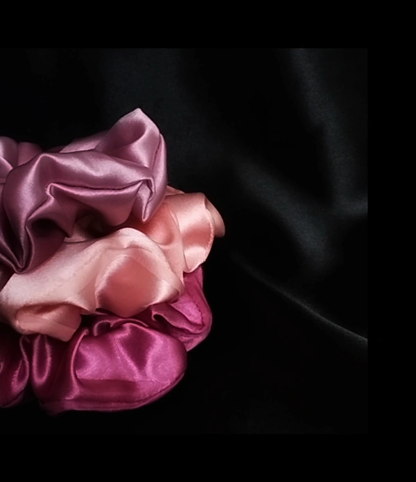 PINKTASTIC Combo Of 3 Scrunchies - Magneta pink|Nude pink|Soft pink , regular 