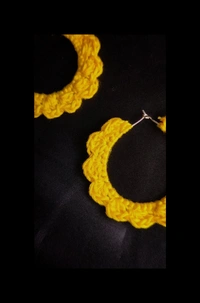 Crochet Hoop Earrings - yellow