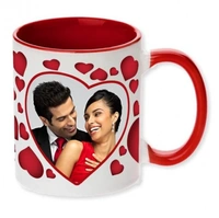  Color Mug  - 325 ml, Inner color and Handle  color (Red,Blue,Yellow,Pink)