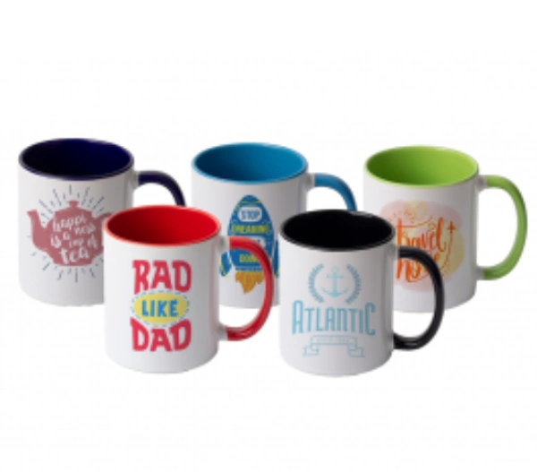  Color Mug  - 325 ml, Inner color and Handle  color (Red,Blue,Yellow,Pink)