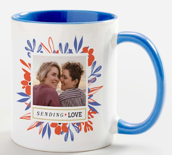  Color Mug  - 325 ml, Inner color and Handle  color (Red,Blue,Yellow,Pink)