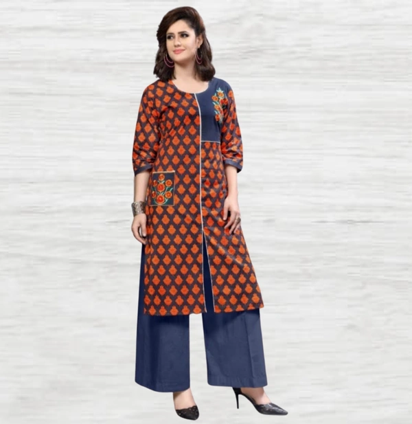 Kurti-plazo - orange-blue, XL