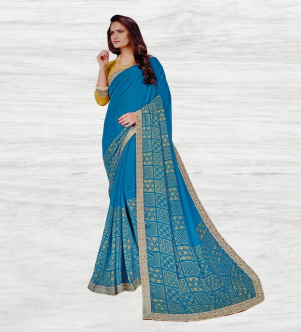 Chiffon Saree - Sky-Blue