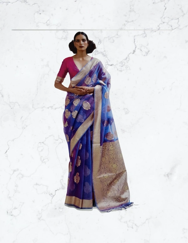 Latest Fashion Organza Silk  - Blue