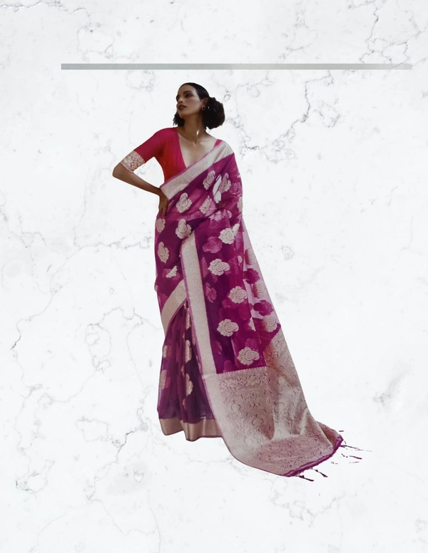 Latest Fashion Organza Silk  - Purple