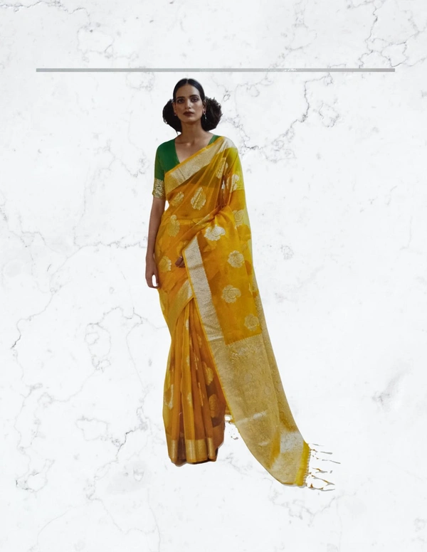 Latest Fashion Organza Silk  - Yellow