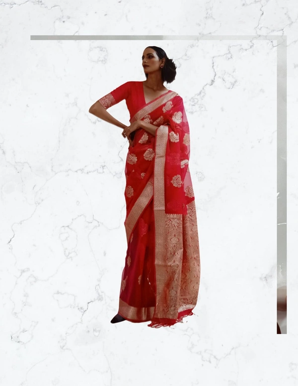 Latest Fashion Organza Silk  - Red