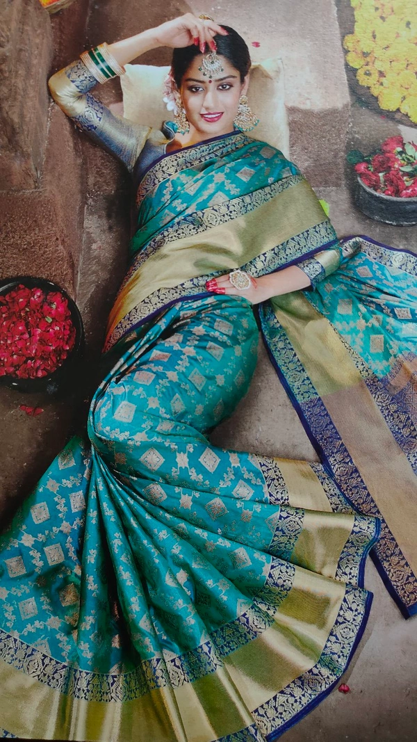 Banarsi Pattern Designer Silk Sarees - Blue