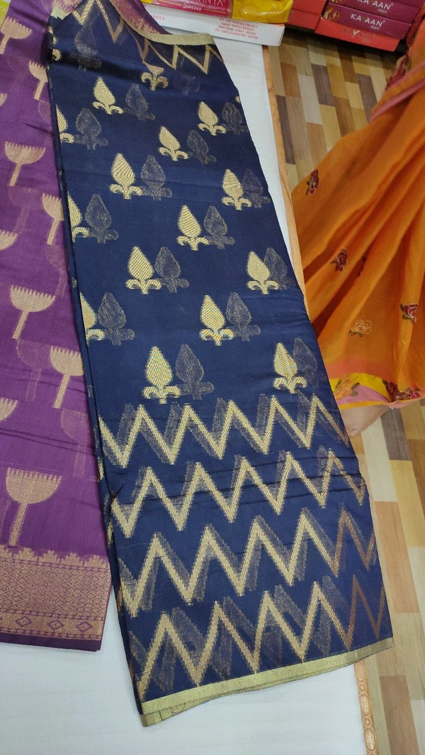 Chanderi cotton saree - Blue