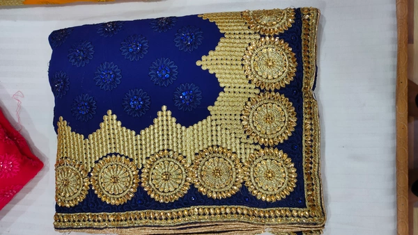 Chiffon Designer Full Work Saree - blue stone work designer saree
