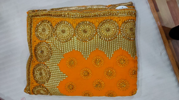 Chiffon Designer Full Work Saree - yellow 