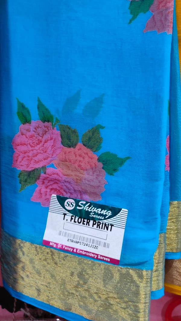 Chiffon Saree - sky blue