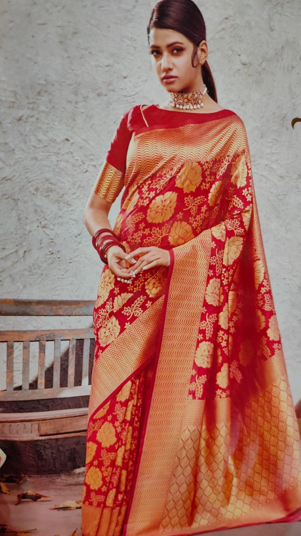 stylish silk saree - red colour