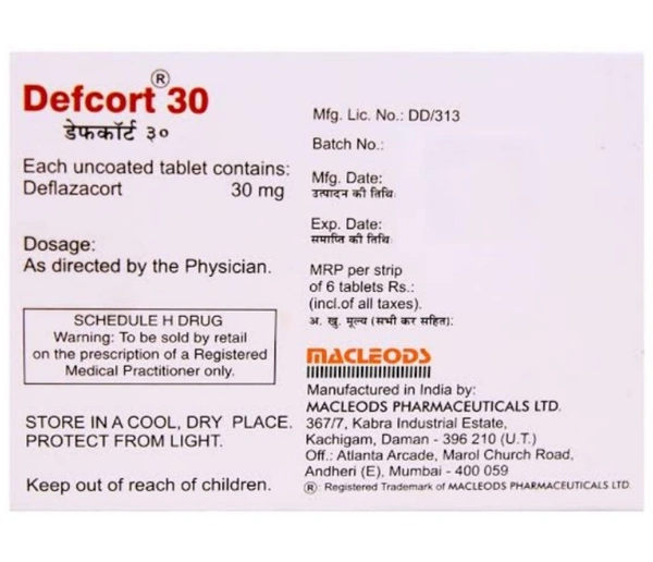  Defcort 30 Tablet  - Prescription Required