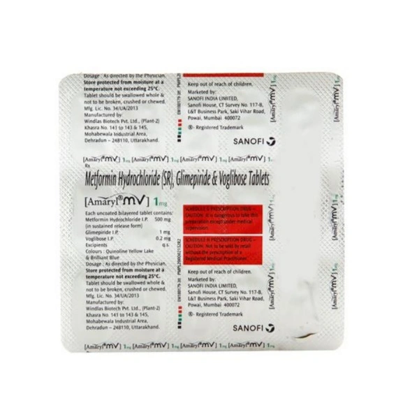 Amaryl MV 1mg Tablet  - Prescription Required