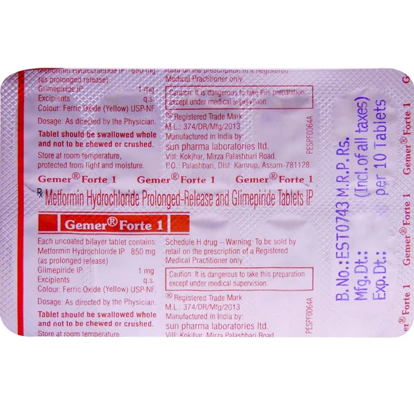 Gemer Forte 1 Tablet  - Prescription Required