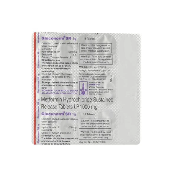 Gluconorm SR 1 gm Tablet  - Prescription Required