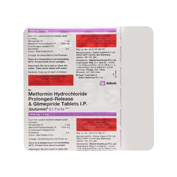 Gluformin G 1 Forte New Tablet  - Prescription Required