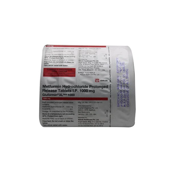 Gluformin XL 1000 Tablet  - Prescription Required