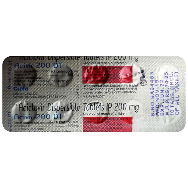 Acivir 200 DT Tablet - Prescription Required