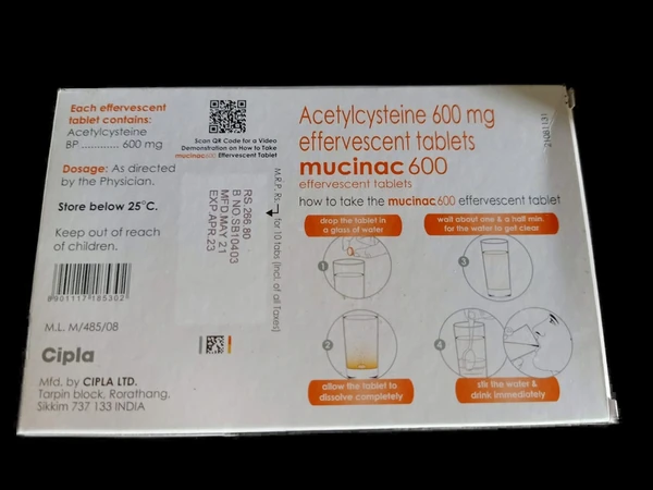 Mucinac 600 Effervescent Tablet Orange Sugar Free - Prescription Required