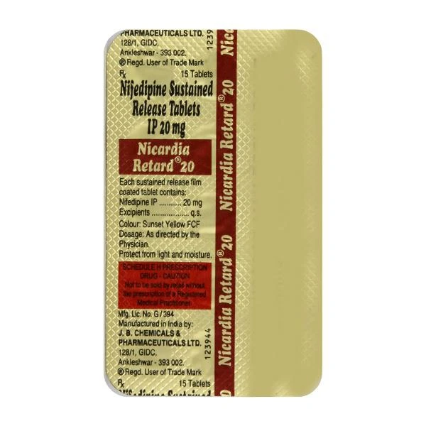 Nicardia Retard 20 Tablet  - Prescription Required