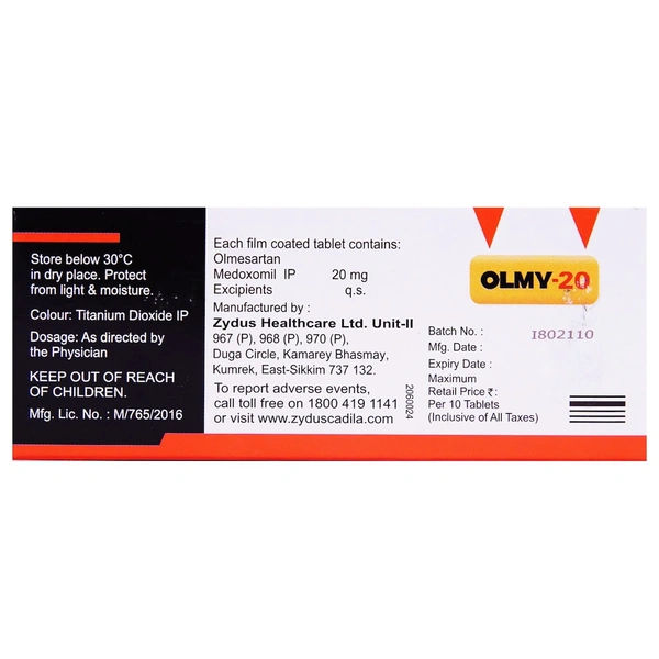 Olmy 20 Tablet  - Prescription Required