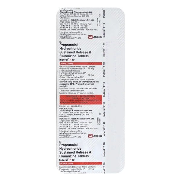 Inderal F 10 Tablet  - Prescription Required