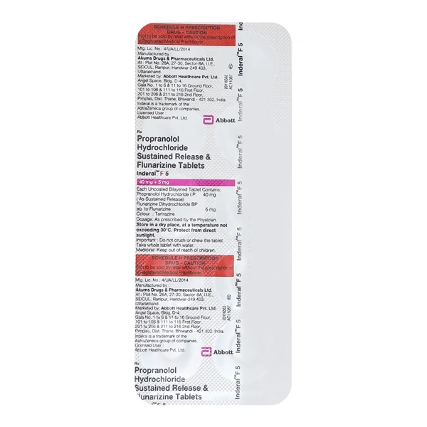 Inderal F 5 Tablet  - Prescription Required