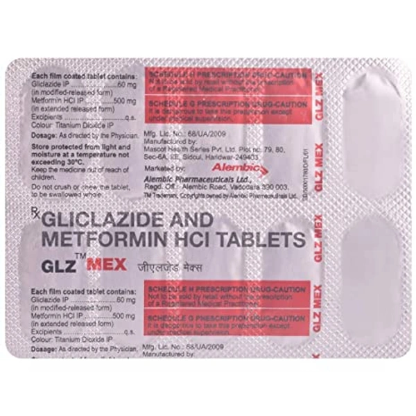 GLZ MEX 30mg/500mg Tablet  - Prescription Required