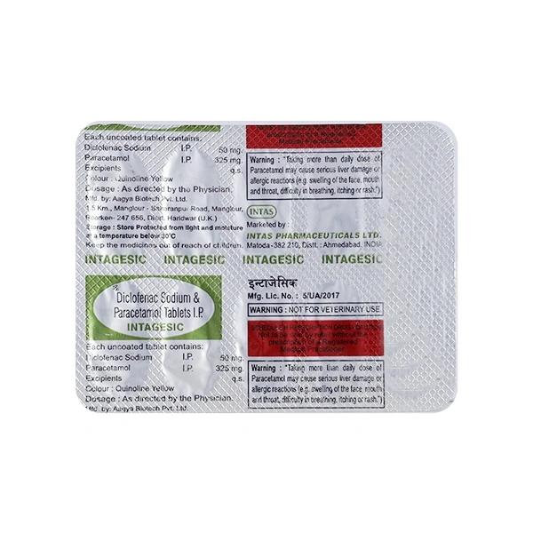 Intagesic 50mg/325mg Tablet  - Prescription Required