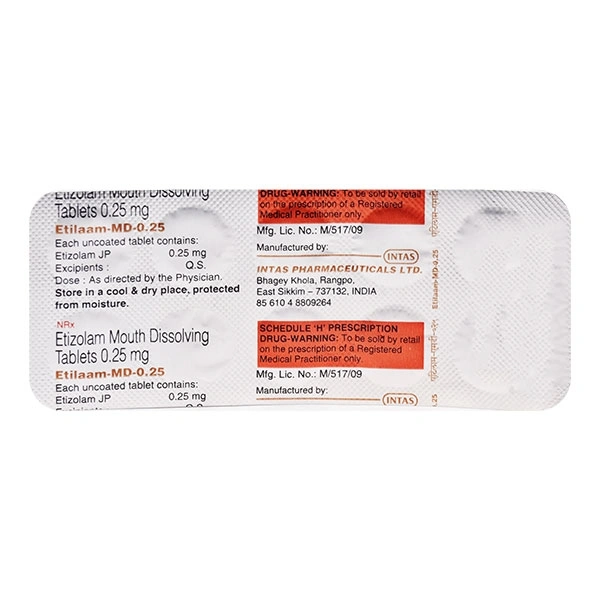 Etilaam 0.25mg Tablet MD  - Prescription Required