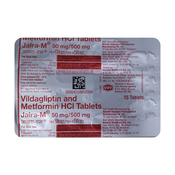 Jalra-M 50mg/500mg Tablet  - Prescription Required