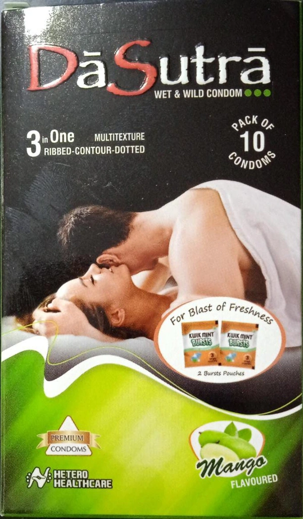 Da Sutra Wet & Wild Condom Mango Flavour(Pack Of 2 Box) 