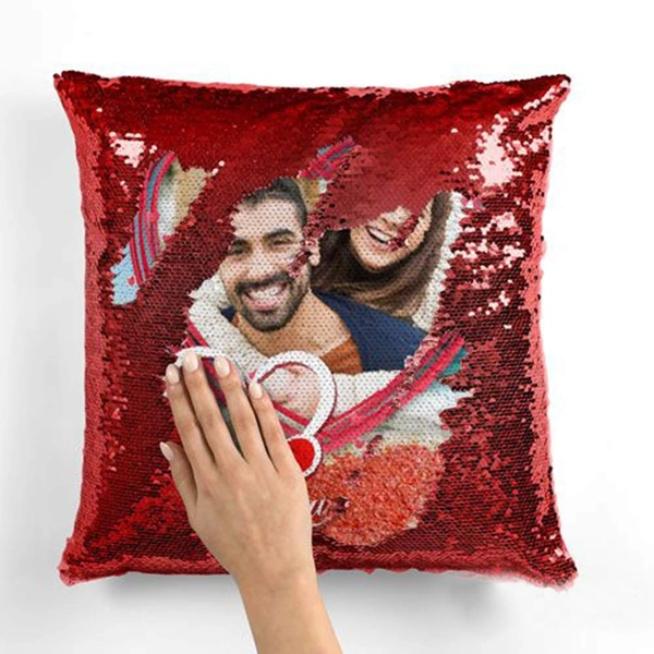  Polyester Photo Cushion (Size:- 12x12 inches,) - Red