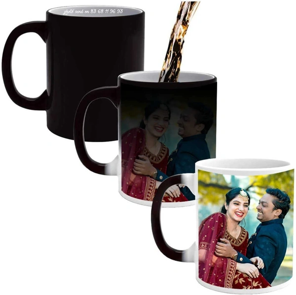 Personalized/Customized Coffee Black Magic Mug Gift Personalized Mug for Valentine Day or Special Occasion, ( 1 Key Chain Free)Imprint Gift.67%off - Black  White, 3.2 Inches, Gulafsha Future Retail