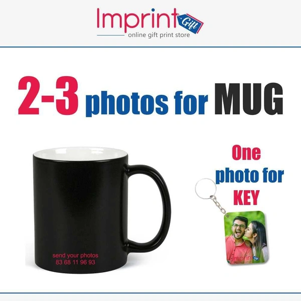Personalized/Customized Coffee Black Magic Mug Gift Personalized Mug for Valentine Day or Special Occasion, ( 1 Key Chain Free)Imprint Gift.67%off - Black  White, 3.2 Inches, Gulafsha Future Retail