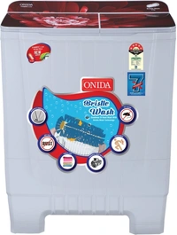 Onida ONIDA 8 kg Cuff and Collar Wash, Designer Glass Lid 5 Star Semi Automatic Top Load Red, White - 8 kg, White