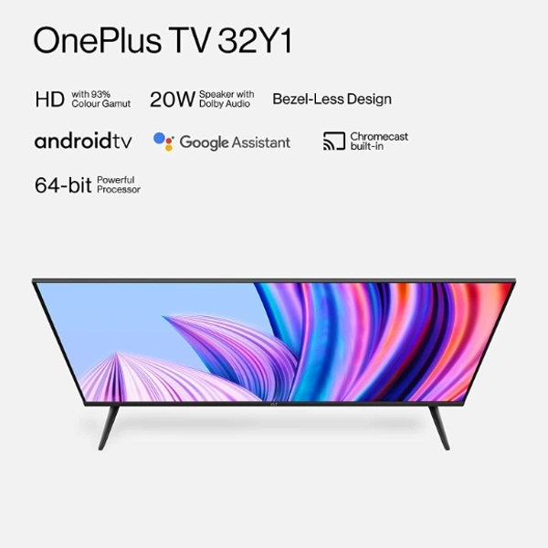 OnePlus 80 cm (32 inches) Y Series HD Ready LED Smart Android TV 32Y1 (Black) (2020 Model) - 32