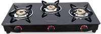 Butterfly Smart Glass 3 Burner Gas Stove, Black, Manual - 60 x 29 x 11 Centimeters, Black