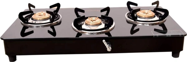 Butterfly Smart Glass 3 Burner Gas Stove, Black, Manual - 60 x 29 x 11 Centimeters, Black