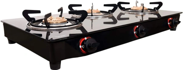 Butterfly Smart Glass 3 Burner Gas Stove, Black, Manual - 60 x 29 x 11 Centimeters, Black