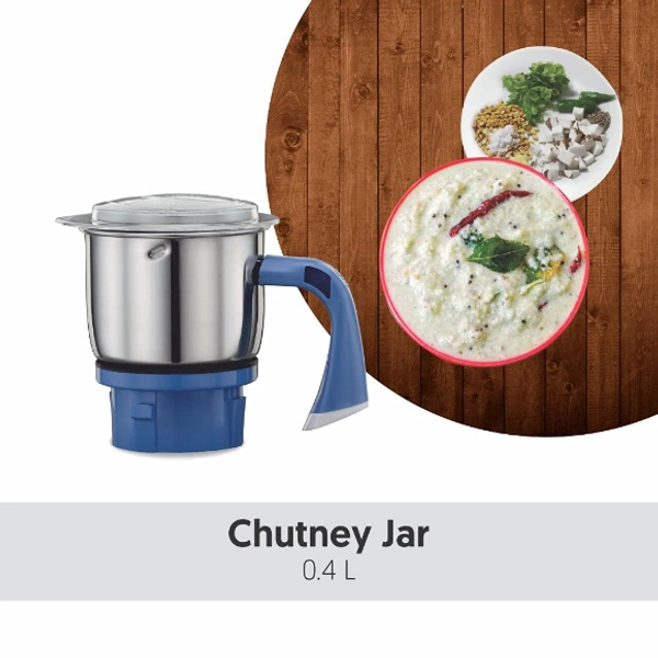 Preethi  Preethi Blue Leaf Diamond mixer grinder, 750 watt, 3 jars & Flexi Lid (Blue/ White) - 750, White and Blue