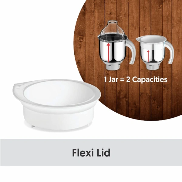 Preethi  Preethi Blue Leaf Diamond mixer grinder, 750 watt, 3 jars & Flexi Lid (Blue/ White) - 750, White and Blue