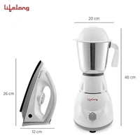 Lifelong  Lifelong Power - Pro 500 Watt 3 Jar Mixer Grinder and 1100 Watt Dry Iron Super Combo (1 Year Warranty) - 500 Watts, Grey